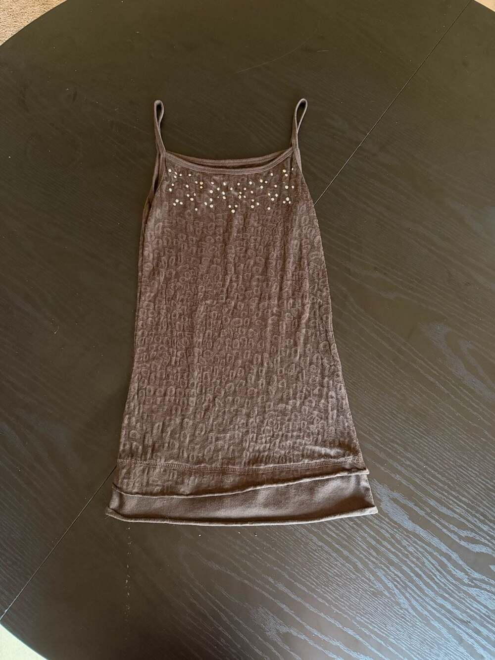 Rock 47 by Wrangler Brown Animal Texture Embellished Cami Tank Top